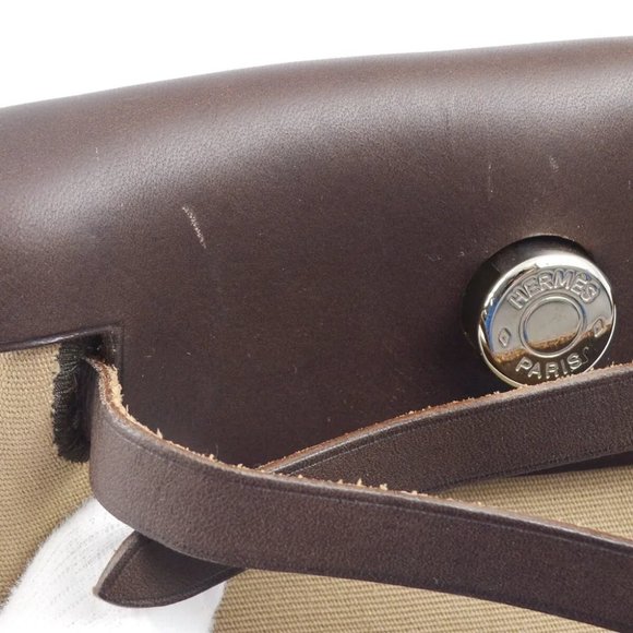 Authenticity Guarantee Hermes Brown Toile Officier Herbag TPM 2 in 1 Shoulder - Picture 3 of 9